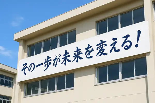 校舎外スローガン幕の事例