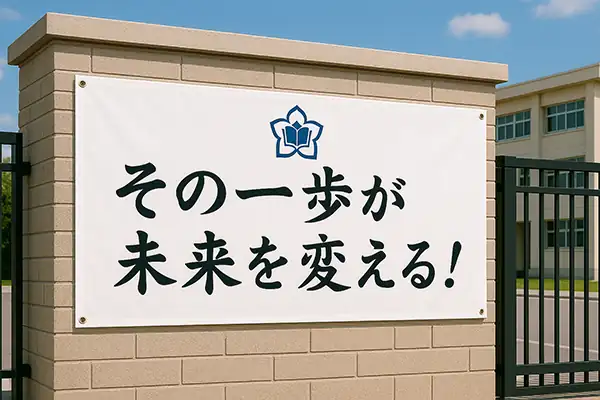 校章入りスローガン幕の事例